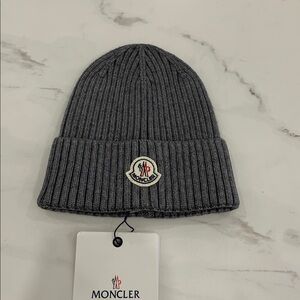 Moncler Grey Wool Beanie Hat NWT (One Size)